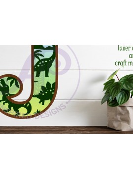 Intra απο ξύλο plywood 3mm-4mm πάχος - Dinosaurs Large J Wall Letter 3 Layer Δίασταση 30x20 cm INTRAFABR-114529774