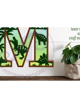 Σετ των 2 Intra απο ξύλο plywood 3mm-4mm πάχος - Dinosaurs Large M Wall Letter 3 Layer Δίασταση 30x20 cm INTRAFABR-114529694