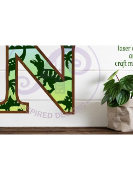 Σετ των 2 Intra απο ξύλο plywood 3mm-4mm πάχος - Dinosaurs Large N Wall Letter 3 Layer Δίασταση 30x20 cm INTRAFABR-114529683