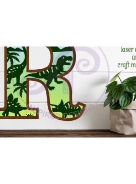 Intra απο ξύλο plywood 3mm-4mm πάχος - Dinosaurs Large R Wall Letter 3 Layer Δίασταση 30x20 cm INTRAFABR-114529630