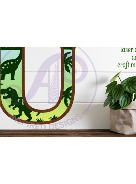 Σετ των 2 Intra απο ξύλο plywood 3mm-4mm πάχος - Dinosaurs Large U Wall Letter 3 Layer Δίασταση 30x20 cm INTRAFABR-114529592