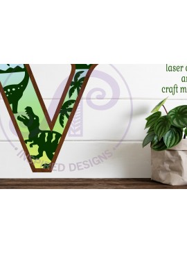 Σετ των 2 Intra απο ξύλο plywood 3mm-4mm πάχος - Dinosaurs Large V Wall Letter 3 Layer Δίασταση 30x20 cm INTRAFABR-114529581