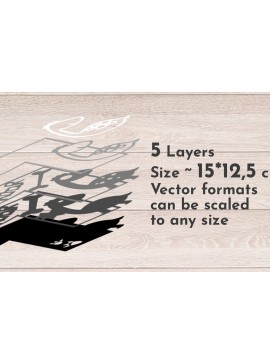 Σετ των 2 Intra απο ξύλο plywood 3mm-4mm πάχος - Dinosaurs Number 1, Laser Cutting  Δίασταση 20x20 cm INTRAFABR-36735518