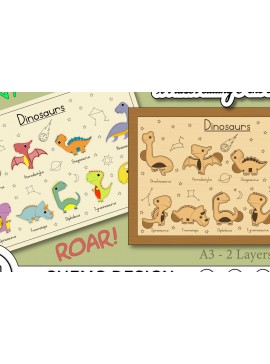 Intra απο ξύλο plywood 3mm-4mm πάχος - Εκπαιδευτικός πίνακας παζλ Δεινοσαύρων Δίασταση 40x50 cm INTRAFABR-66305386