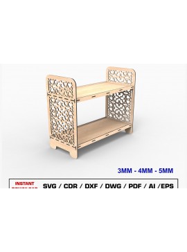 Σετ των 2 Intra απο ξύλο plywood 3mm-4mm πάχος - Εμφάνιση υ κοπής με λέιζερ βάσης, ράφι Δίασταση 30x20 cm INTRAFABR-108594228