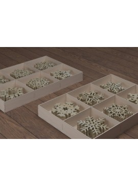 Σετ των 2 Intra απο ξύλο plywood 3mm-4mm πάχος - Χωρισμένο κουτί δώρου και σουβέρ με νιφάδες χιονιού Δίασταση 30x20 cm INTRAFABR-44666016