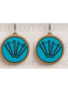 Σετ των 3 Intra απο ξύλο plywood 3mm-4mm πάχος - Πτερύγια κατάδυσης Σκουλαρίκια κοπής με λέιζερ  Δίασταση 3x3 cm INTRAFABR-123663757