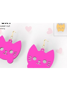 Σετ των 3 Intra απο ξύλο plywood 3mm-4mm πάχος - DIY σκουλαρίκια γάτας, σχέδιο γάτας με  Δίασταση 3x3 cm INTRAFABR-102390419