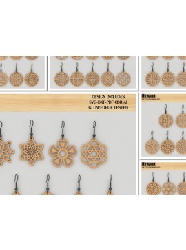 Σετ των 3 Intra απο ξύλο plywood 3mm-4mm πάχος - Πρότυπα κοπής λέιζερ με δέσμη σκουλαρίκια DIY Δίασταση 3x3 cm INTRAFABR-98709474