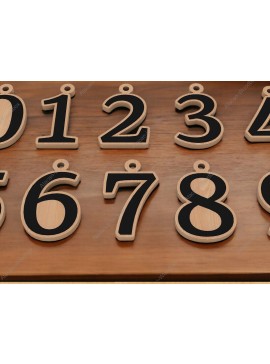Σετ των 3 Intra απο ξύλο plywood 3mm-4mm πάχος - Σετ αρχείων κοπής με λέιζερ με μπρελόκ DIY Numbers Δίασταση 4x4 cm INTRAFABR-91935270