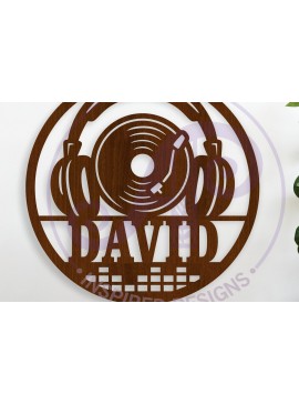 Intra απο ξύλο plywood 3mm-4mm πάχος - DJ και όνομα δίσκου Wall Art Sign,  Δίασταση 40x50 cm INTRAFABR-123118023