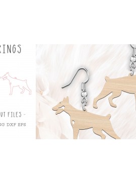 Intra απο ξύλο plywood 3mm-4mm πάχος -  κοπής με λέιζερ Doberman Dog Earrings Δίασταση 900x900 cm INTRAFABR-119131310