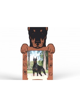 Σετ των 2 Intra απο ξύλο plywood 3mm-4mm πάχος - Κορνίζα Doberman Dog -  Δίασταση 20x25 cm INTRAFABR-117566557