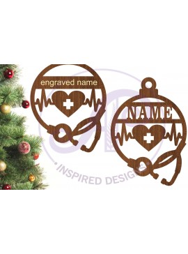 Σετ των 3 Intra απο ξύλο plywood 3mm-4mm πάχος - Χριστουγεννιάτικο Στολίδι Γιατρός/Νοσοκόμα  Δίασταση 6x6 cm INTRAFABR-79179025