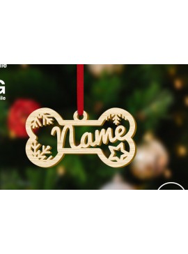 Σετ των 3 Intra απο ξύλο plywood 3mm-4mm πάχος - Χριστουγεννιάτικο στολίδι με κόκκαλο σκύλου Δίασταση 8x2 cm INTRAFABR-50660738