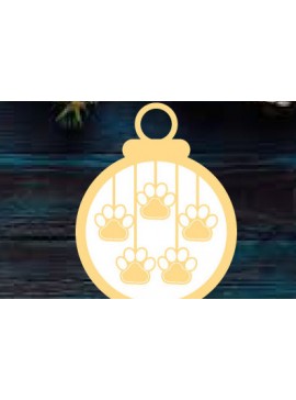 Σετ των 3 Intra απο ξύλο plywood 3mm-4mm πάχος - Χριστουγεννιάτικο στολίδι σκύλου Μεταλλικό λέιζερ τοίχου Δίασταση 6x6 cm INTRAFABR-87120251