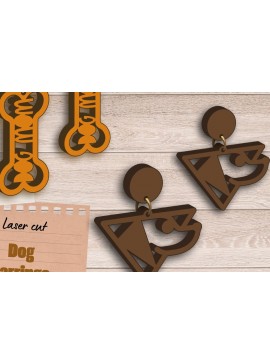Σετ των 3 Intra απο ξύλο plywood 3mm-4mm πάχος - Dog Earrings , Dog Lovers Laser Cut Δίασταση 3x3 cm INTRAFABR-89404455