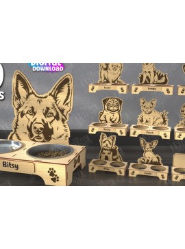 Σετ των 2 Intra απο ξύλο plywood 3mm-4mm πάχος - Πακέτο βάσης για μπολ τροφής για σκύλους |  CNC Δίασταση 20x20 cm INTRAFABR-110851429