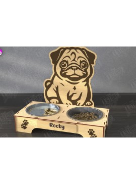 Σετ των 2 Intra απο ξύλο plywood 3mm-4mm πάχος - Βάση μπολ τροφής για σκύλους | Θήκη για μπολ φαγητού Δίασταση 20x20 cm INTRAFABR-110851332