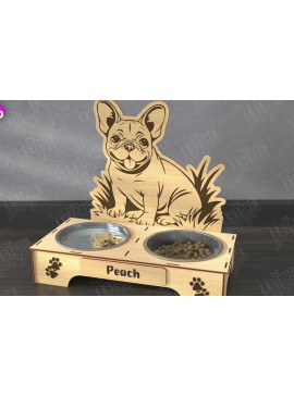 Σετ των 2 Intra απο ξύλο plywood 3mm-4mm πάχος - Βάση μπολ τροφής για σκύλους | Θήκη για μπολ φαγητού Δίασταση 20x20 cm INTRAFABR-110851334