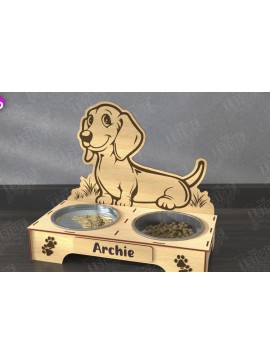 Σετ των 2 Intra απο ξύλο plywood 3mm-4mm πάχος - Βάση μπολ τροφής για σκύλους | Θήκη για μπολ φαγητού Δίασταση 20x20 cm INTRAFABR-110851336