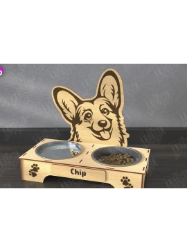 Σετ των 3 Intra απο ξύλο plywood 3mm-4mm πάχος - Βάση μπολ τροφής για σκύλους | Θήκη για μπολ φαγητού Δίασταση 20x20 cm INTRAFABR-110851349