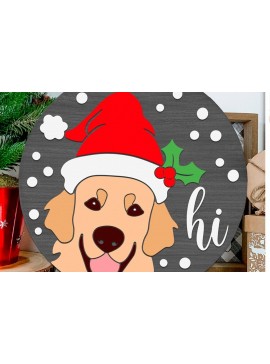 Σετ των 2 Intra απο ξύλο plywood 3mm-4mm πάχος - Dog Hi , χριστουγεννιάτικο  πινακίδας πόρτας Δίασταση 15x15 cm INTRAFABR-112036715