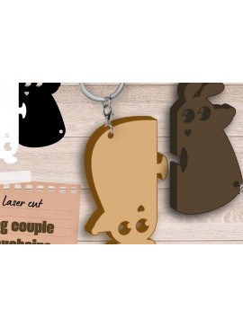 Σετ των 3 Intra απο ξύλο plywood 3mm-4mm πάχος -  λέιζερ μπρελόκ DOG, Friendship Δίασταση 4x4 cm INTRAFABR-90054224