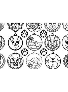 Intra απο ξύλο plywood 3mm-4mm πάχος - Δέσμη  κοπής με μπρελόκ για σκύλους Δίασταση 3600x3600 cm INTRAFABR-120791401