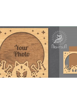 Σετ των 2 Intra απο ξύλο plywood 3mm-4mm πάχος - Κορνίζα φωτογραφιών κοπής με λέιζερ σκύλου 10 Δίασταση 20x25 cm INTRAFABR-112991495