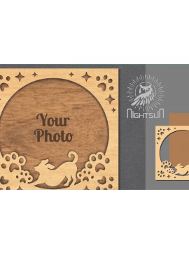 Σετ των 2 Intra απο ξύλο plywood 3mm-4mm πάχος - Κορνίζα φωτογραφιών κοπής με λέιζερ σκύλου 4 Δίασταση 20x25 cm INTRAFABR-112991309