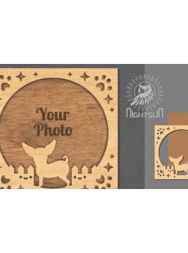 Σετ των 2 Intra απο ξύλο plywood 3mm-4mm πάχος - Κορνίζα φωτογραφιών κοπής με λέιζερ σκύλου 5 Δίασταση 20x25 cm INTRAFABR-112991359