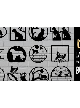 Intra απο ξύλο plywood 3mm-4mm πάχος - Δέσμη κοπής με λέιζερ μεταλλικού τοίχου Dog Δίασταση 40x50 cm INTRAFABR-97259269