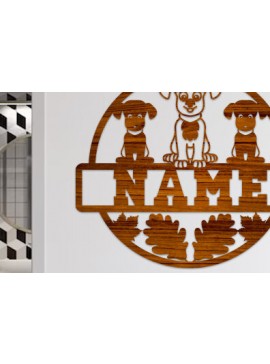 Σετ των 2 Intra απο ξύλο plywood 3mm-4mm πάχος - Πινακίδα ονόματος σκύλου  Διακόσμηση τοίχου με  Δίασταση 30x20 cm INTRAFABR-75740016