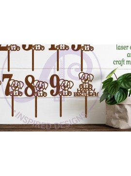 Σετ των 2 Intra απο ξύλο plywood 3mm-4mm πάχος - Dog Number Cake Toppers, 10 σχέδια  Δίασταση 20x20 cm INTRAFABR-91623296