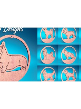 Σετ των 3 Intra απο ξύλο plywood 3mm-4mm πάχος - Στολίδι σκύλου με λέιζερ  | Λέιζερ σκύλου Δίασταση 6x6 cm INTRAFABR-72481696