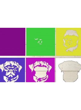 Σετ των 2 Intra απο ξύλο plywood 3mm-4mm πάχος - Dog Papercutting , Dog Layered Δίασταση 25x25 cm INTRAFABR-76853300