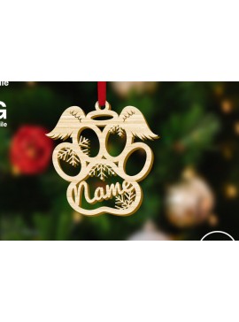 Σετ των 3 Intra απο ξύλο plywood 3mm-4mm πάχος - Διακόσμηση χριστουγεννιάτικου δέντρου αγγέλου σκύλου Δίασταση 7x4 cm INTRAFABR-50654063