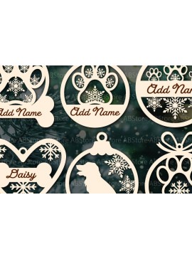 Σετ των 3 Intra απο ξύλο plywood 3mm-4mm πάχος - Χριστουγεννιάτικα στολίδια Paw σκύλου Δίασταση 6x6 cm INTRAFABR-111476255