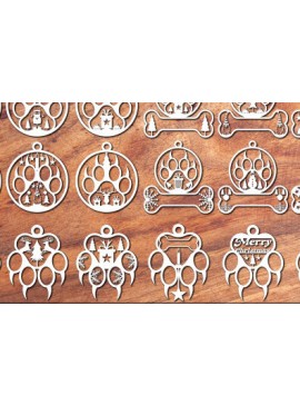 Σετ των 2 Intra απο ξύλο plywood 3mm-4mm πάχος - Δέσμη κοπής λέιζερ ποδιών σκύλου Δίασταση 30x20 cm INTRAFABR-46894588