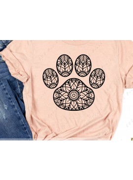 Σετ των 2 Intra απο ξύλο plywood 3mm-4mm πάχος - Dog Paw Mandala  Δίασταση 30x30 cm INTRAFABR-117736967