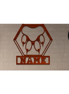 Σετ των 2 Intra απο ξύλο plywood 3mm-4mm πάχος - Σήμα ονόματος ποδιού σκύλου  Laser Cut Δίασταση 30x20 cm INTRAFABR-75730169