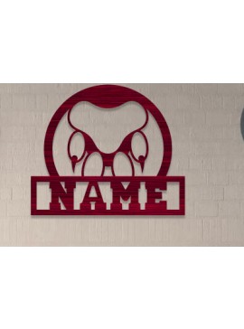 Intra απο ξύλο plywood 3mm-4mm πάχος - Σήμα ονόματος ποδιού σκύλου  Laser Cut Δίασταση 30x20 cm INTRAFABR-75730188