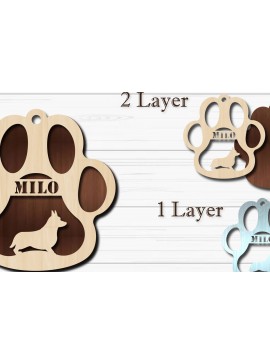 Σετ των 3 Intra απο ξύλο plywood 3mm-4mm πάχος - Στολίδι για σκύλους  Corgi Δίασταση 4x4 cm INTRAFABR-92886780