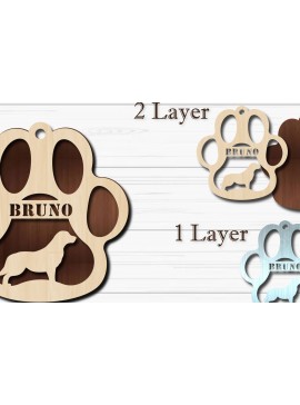Σετ των 3 Intra απο ξύλο plywood 3mm-4mm πάχος - Στολίδι Dog Paw  Golden Retriever Δίασταση 4x4 cm INTRAFABR-92853031