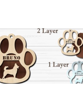 Σετ των 3 Intra απο ξύλο plywood 3mm-4mm πάχος - Στολίδι Paw Dog  Kintamani Δίασταση 4x4 cm INTRAFABR-92853212