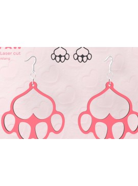 Σετ των 3 Intra απο ξύλο plywood 3mm-4mm πάχος - Πόδι σκύλου με καρδιά, σκουλαρίκια |  Δίασταση 3x3 cm INTRAFABR-95143084