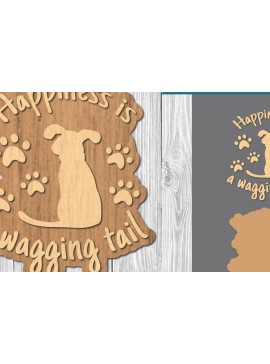 Σετ των 2 Intra απο ξύλο plywood 3mm-4mm πάχος - Διακόσμηση κοπής με λέιζερ αποσπάσματα σκύλου  6 Δίασταση 20x20 cm INTRAFABR-106886111