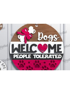 Intra απο ξύλο plywood 3mm-4mm πάχος - Σχέδιο κοπής με λέιζερ στρογγυλή πινακίδα σκύλου Δίασταση 30x20 cm INTRAFABR-111283769