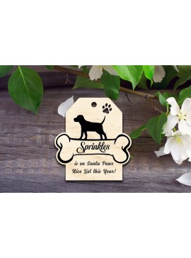 Σετ των 2 Intra απο ξύλο plywood 3mm-4mm πάχος - Dog Santa Paws Nice List Tag Δίασταση 20x20 cm INTRAFABR-37054573